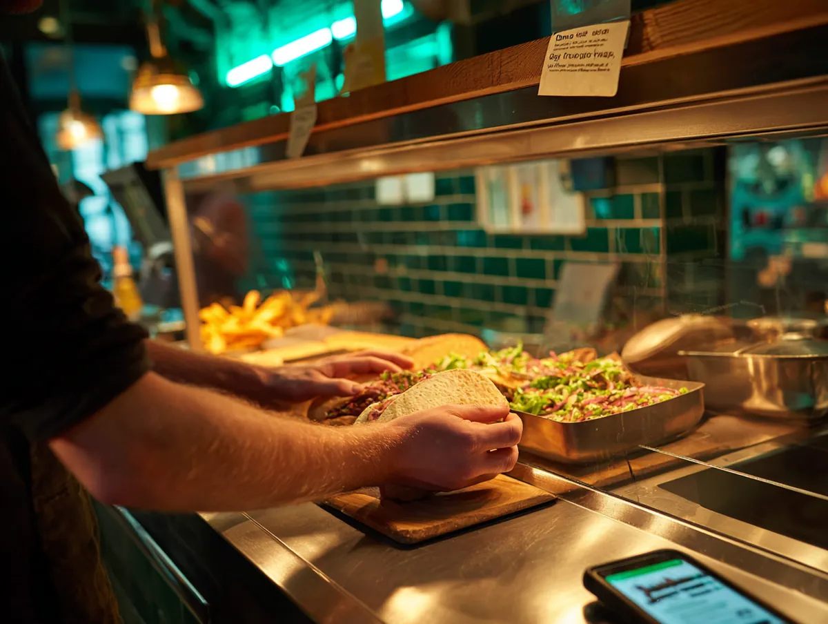 Comptoir de snack en plein service du soir
